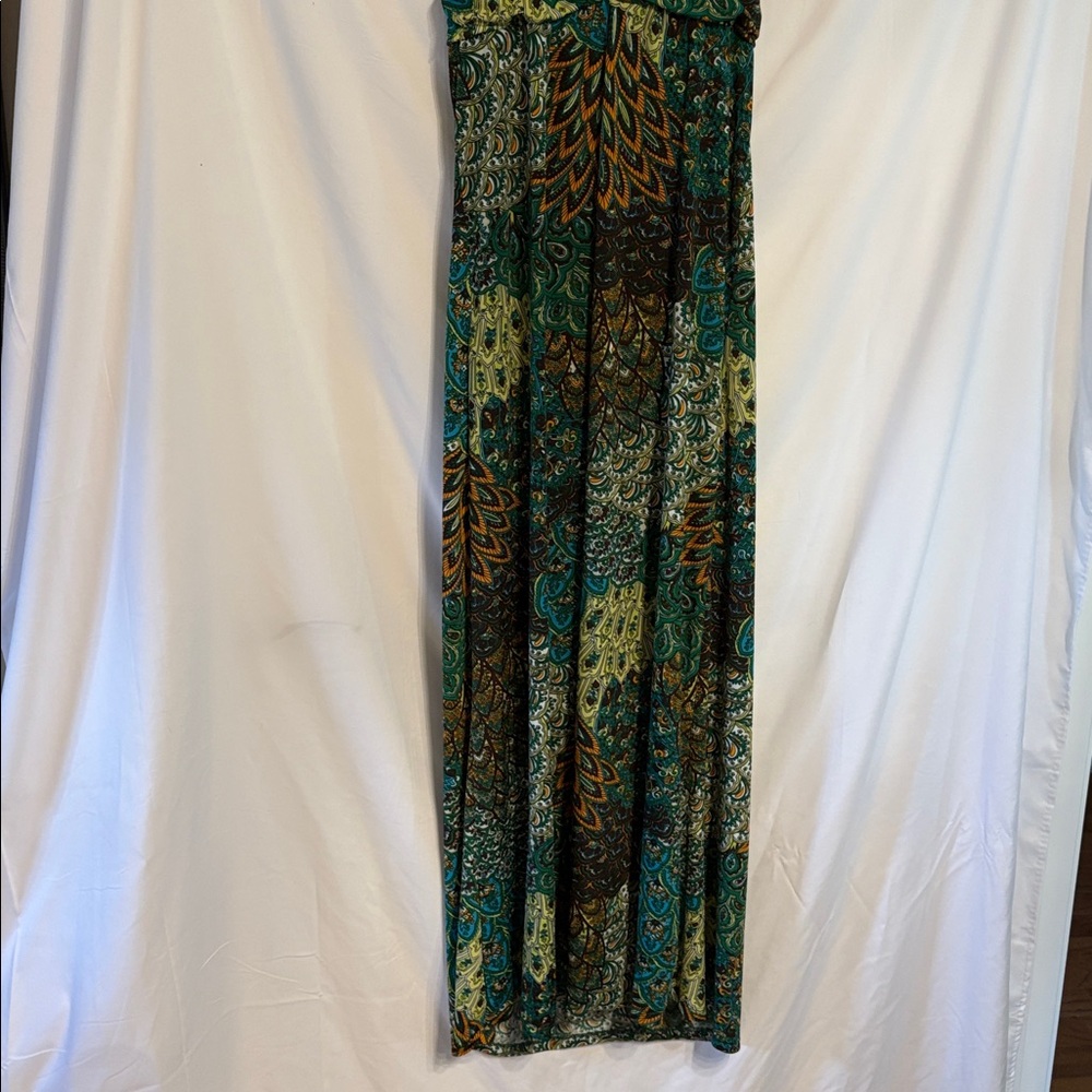 Cristinalove Teal & Green Patterned V-Neck Maxi Dress - Picture 2 of 11